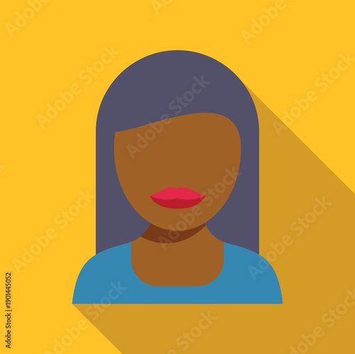 Woman avatar with dark skin and grey hair in flat design style