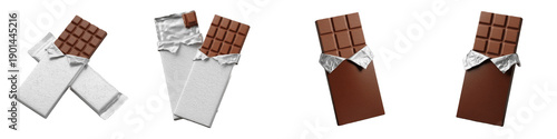 Εκτύπωση καμβά Indulgent Milk Chocolate Bar Collection Silver Foil Wrapped and Unwrapped Candy