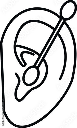Ear with cotton swab cleaning, showing hygiene and wellness