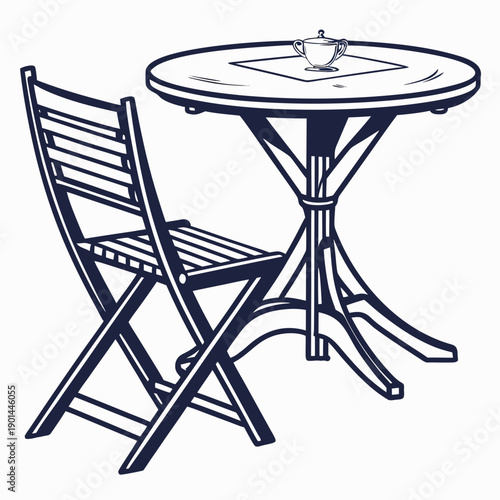 A simple and elegant outdoor table with a single chair set up for a meal.