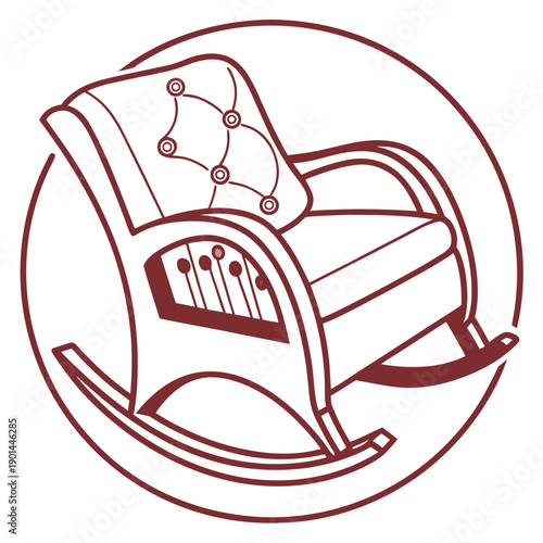 A vintage rocking chair with intricate designs and a comfortable cushion.