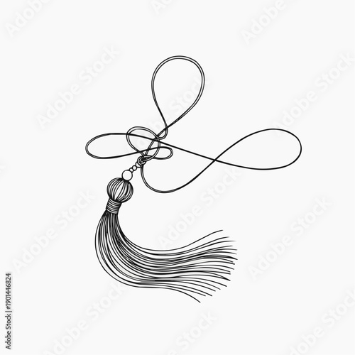 Decorative tassel with fringe and loop in minimalist style  