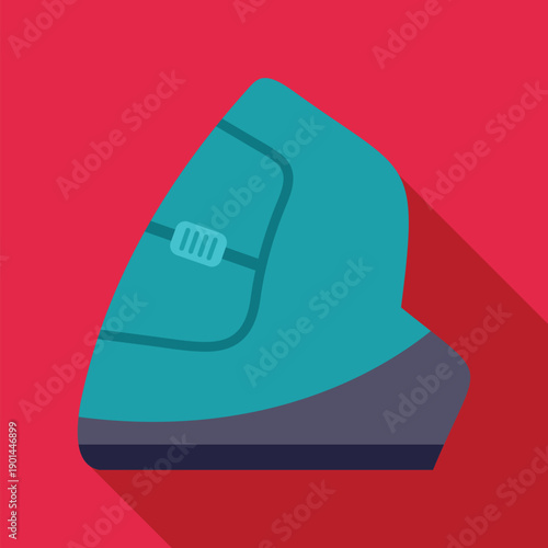 Teal electric iron with a flat design for domestic chores