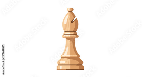 Detailed wooden chess bishop piece with visible grain texture, isolated on a white background.