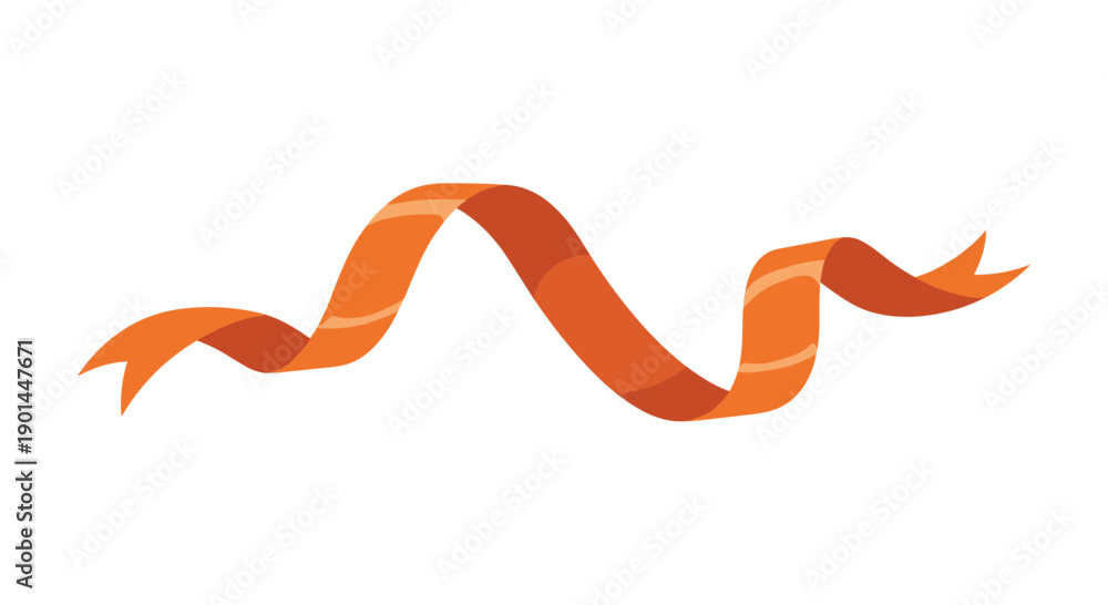 Obraz premium Graceful wavy orange ribbon with subtle lighter stripes, ideal for decorative accents and festive design elements