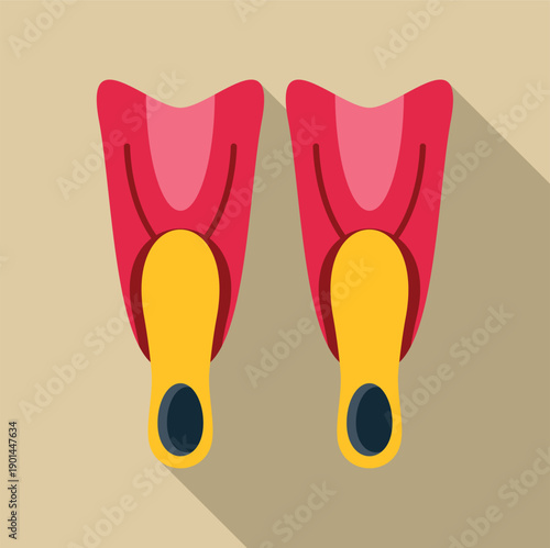Pair of flippers for swimming and snorkeling in a flat design illustration
