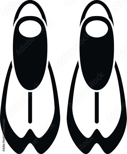 Two black fins used for underwater activities and water sports