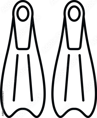 Diving fins representing equipment for underwater swimming and watersports activity
