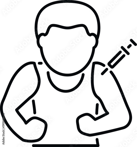 Person receiving a medical injection in the upper arm, useful for health and vaccination concepts