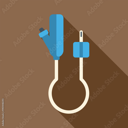 Medical catheter illustration in flat design style