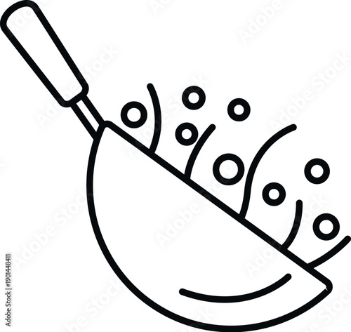 Wok tossing food while stir frying an asian meal icon