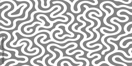 Abstract seamless vector pattern featuring geometric waves and swirl line art for elegant textile wallpaper and decorative tile print design