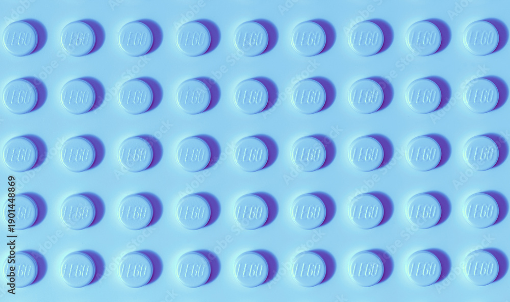 Obraz premium Lviv, Ukraine - December 29, 2024: LEGO Classic Blue Baseplate background