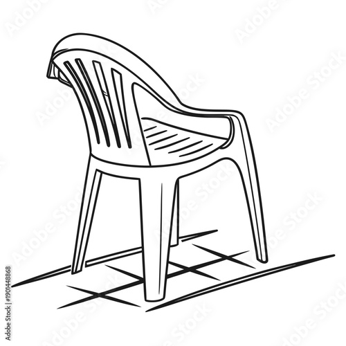 A simple, elegant plastic chair with a curved backrest and armrests.