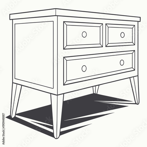 A vintage-style wooden nightstand with two drawers and a simple design