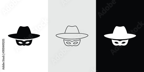 Spy icon set with black, outline, and white versions