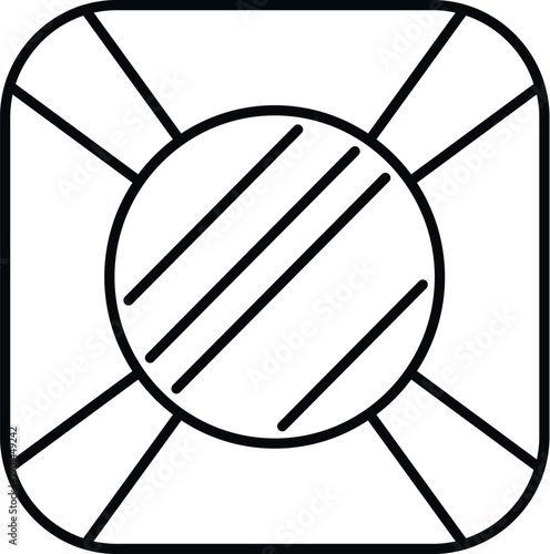 Lifebuoy flat line drawing offering safety and rescue