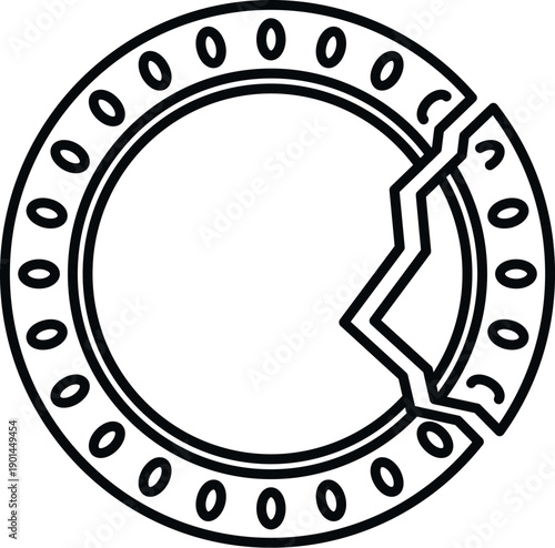 Broken bearing creating a faulty machine part, concept of defect and failure