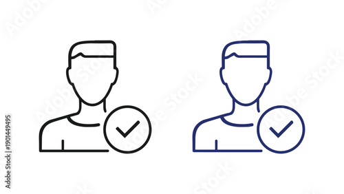 Verified User Profile Line Icon Vector