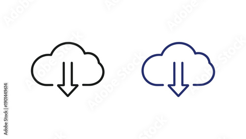 Cloud Download Line Icon Vector