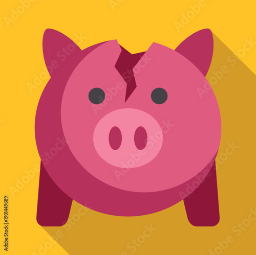 Piggy bank showing a crack, symbolizing financial loss and economic downturn
