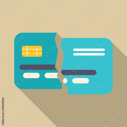 Broken credit card illustrating financial struggles, debt, bankruptcy, and credit payment issues