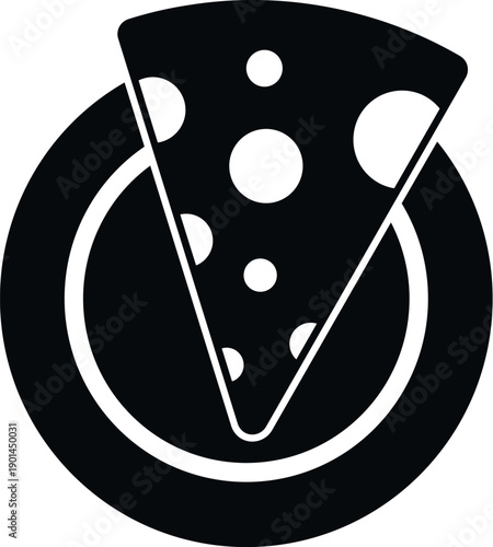 Abstract pizza slice on a plate, representing fast food and italian cuisine