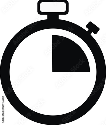 Black and white stopwatch icon with partial dial