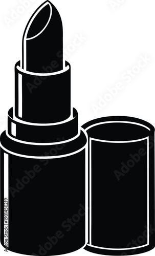 Black and white illustration of a lipstick tube with cap