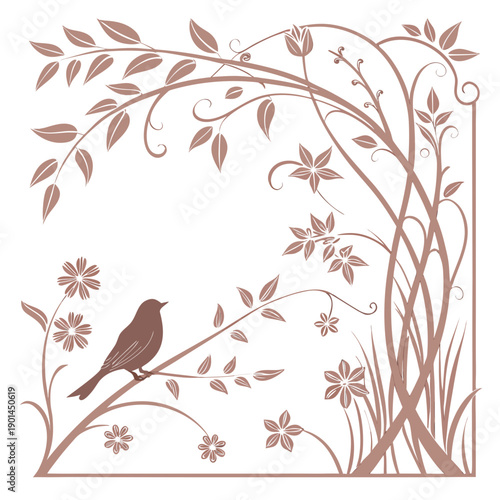 A delicate bird perched on a branch adorned with blossoming flowers