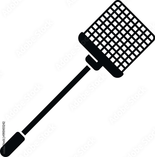 Fly swatter tool for eliminating flying insects on a white background