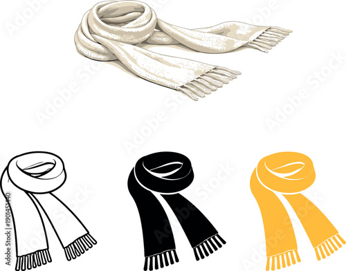Style transition concept displayed as a long knitted scarf with visible folds and tapered ends laid flat and clearly recognizable
