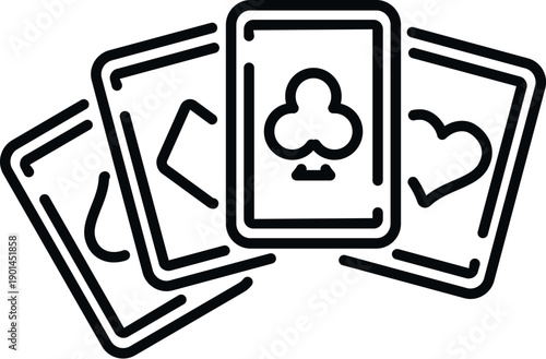Playing cards showing different suits representing gambling and casino games