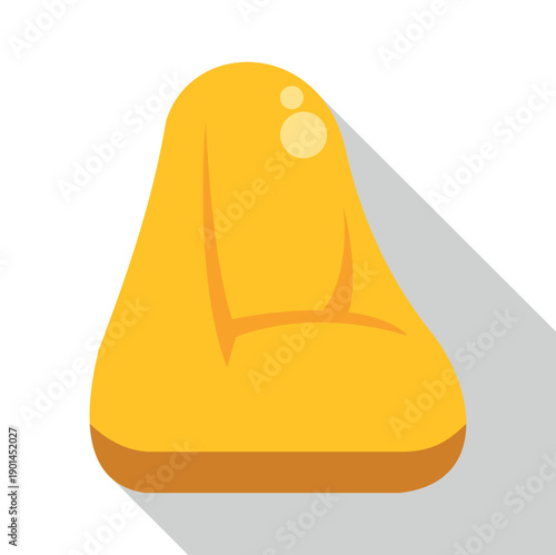 Yellow beanbag chair with long shadow offering a cozy seating option