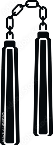 Nunchaku representing a flat vector icon on a plain white background