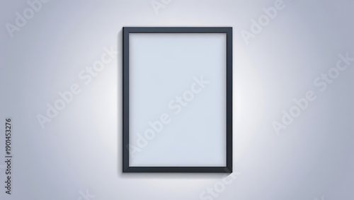 Empty black square picture frame with thin border for wall decor or digital design mockup use