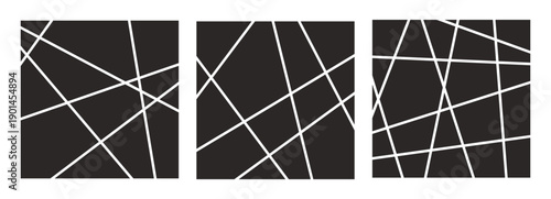 Set of breaked squares. Abstract random chaotic straght lines pattern. Vector