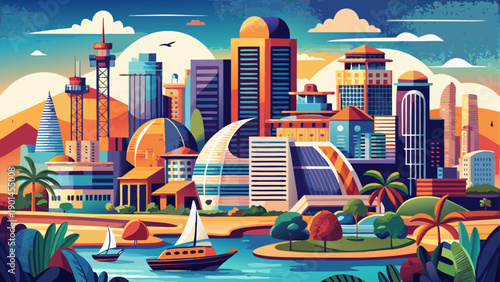 Very beautiful cityscape evoking Luanda’s global presence, blending vibrant urban life, coastal charm, cultural depth, and modern African energy within one dynamic capital city.