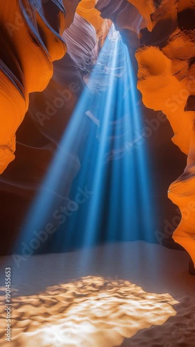 Wallpaper Mural Natural light beams shine through canyon walls in Antelope Canyon at noon creating beautiful patterns on the sand Torontodigital.ca