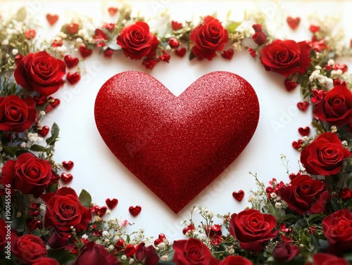 Wallpaper Mural Heart shape made of red roses and small hearts for special celebration or romantic event during the spring season Torontodigital.ca