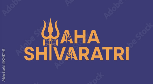 Maha Shivaratri Hindu Festival Celebration Logo Design.