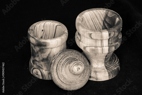 wooden dishes handmade at home,