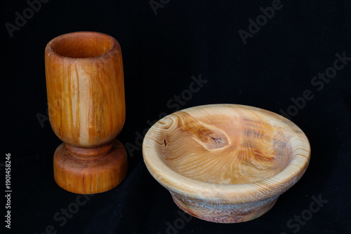 wooden dishes handmade at home,
