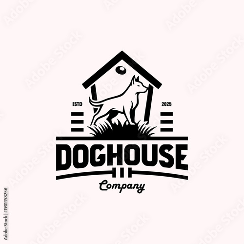 Doghouse Vintage Pet Paw Logo Emblem