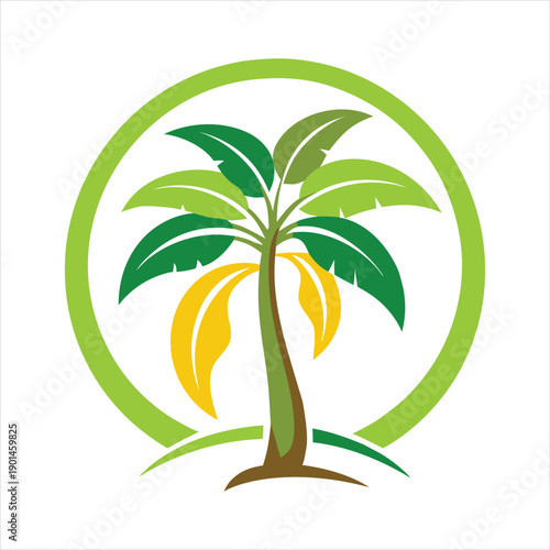 Tropical Banana Tree Logo Illustration