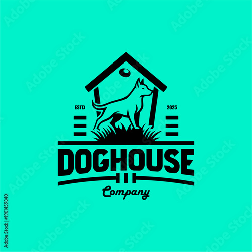 Doghouse Vintage Pet Paw Logo Emblem