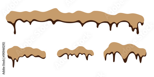 Cartoon snowdrift shapes for winter design elements and game assets. A set of snow caps, snowballs, and snowdrifts. Vector collection of snow caps. Snow elements. 