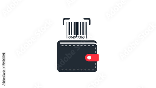 Foto Black leather wallet with red tag.