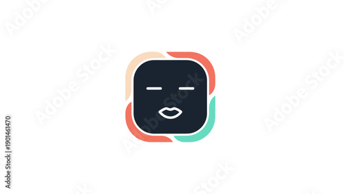 Tableau sur toile Black square emoticon face icon.