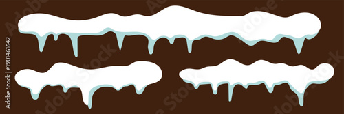 Cartoon snowdrift shapes for winter design elements and game assets. A set of snow caps, snowballs, and snowdrifts. Vector collection of snow caps. Snow elements. 